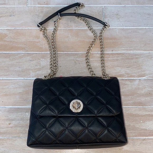 Gorgeous chain link quilted crossbody bag black - Picture 1 of 7